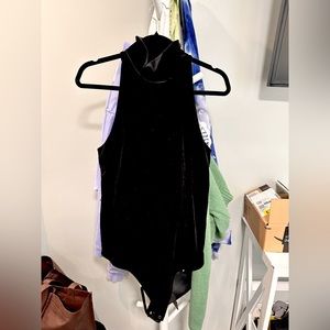 Express velvet sleeveless turtle neck bodysuit